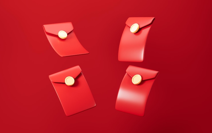 Photo red envelope chinese spring festival object celebrating lunar new year happy chinese new year 3d rendering