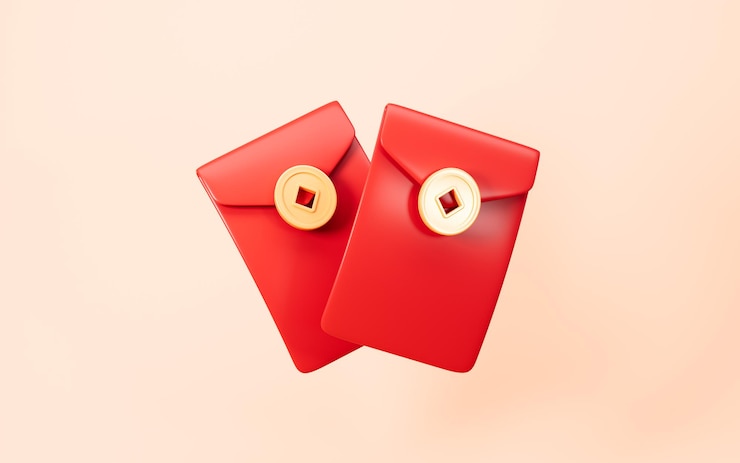 Photo red envelope chinese spring festival object celebrating lunar new year happy chinese new year 3d rendering