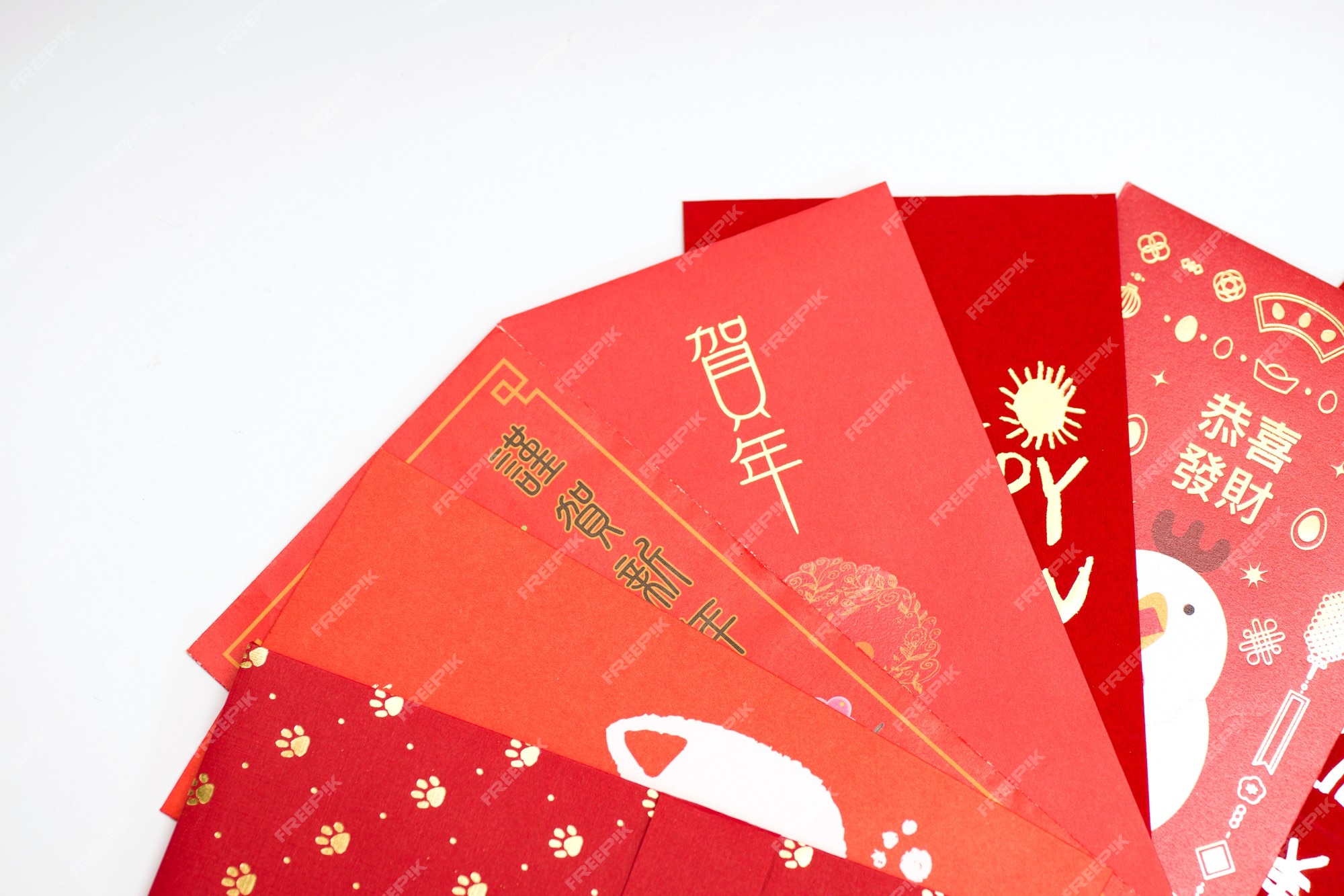 Premium Photo  Red envelope packet chinese new year, hongbao with the  character 'happy new year' on white background for chinese new year.  translation: good luck in the year