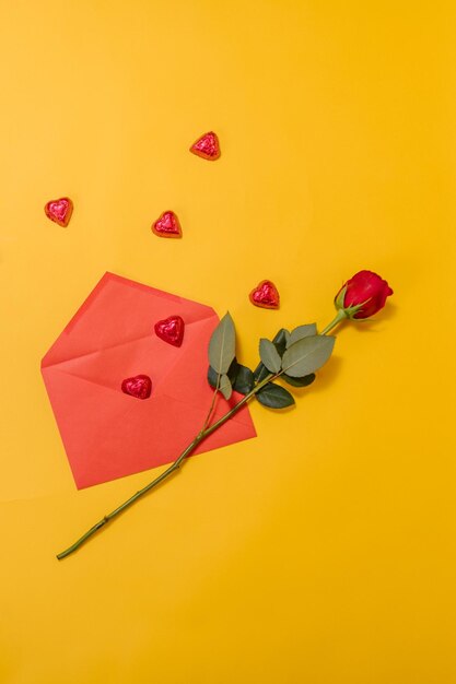 Red envelope and red rose