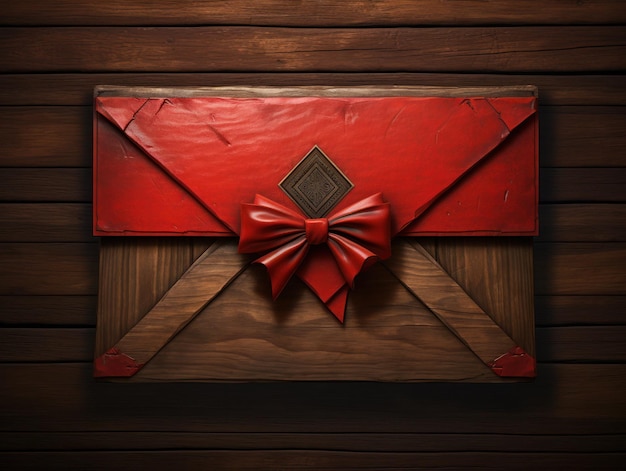a red envelope with a bow on it