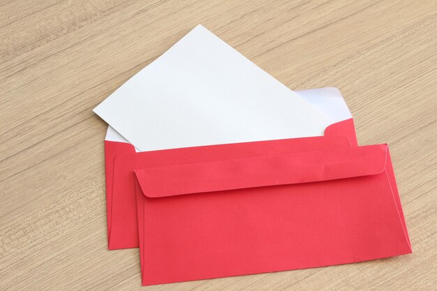 red envelope on the wooden background