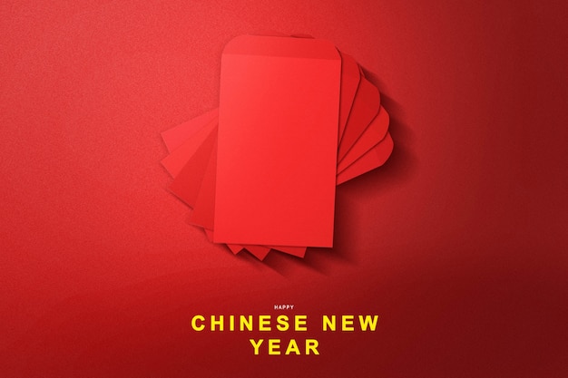 Photo red envelopes (angpao) with a colored background. happy chinese new year