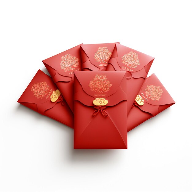 Red envelopes for chinese new year on white background