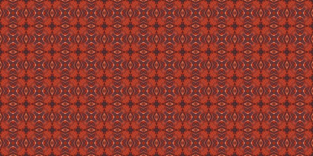 Red Ethnic pattern Abstract kaleidoscope fabric design Seamless background