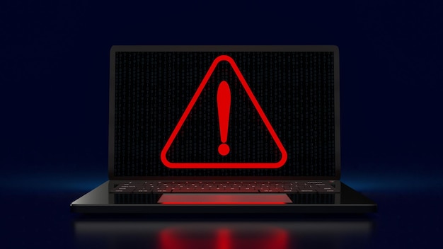 Photo the red exclamation mark on notebook for warning technology concept 3d rendering