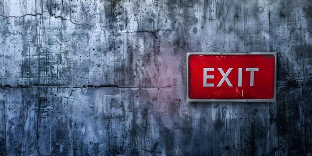 Photo red exit sign on grey concrete wall with the word exit concept emergency exit signs safety regulations building safety exit sign placement fire code compliance