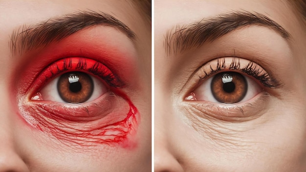 Red eye before and after treatment