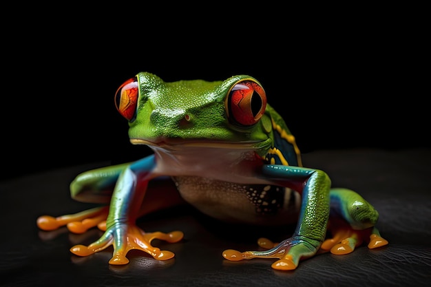 Red eyed tree frog closeup generative AI