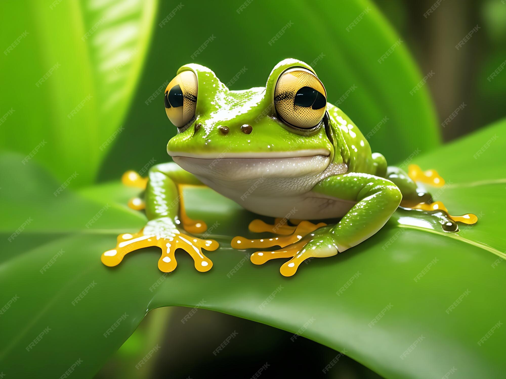 Premium AI Image | Red eyed tree frog sitting on leaf in tropical