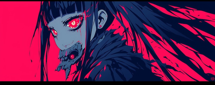 Photo the red eyes of the devil are red