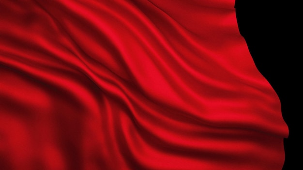 Red fabric flying in the wind isolated on black background 3D render