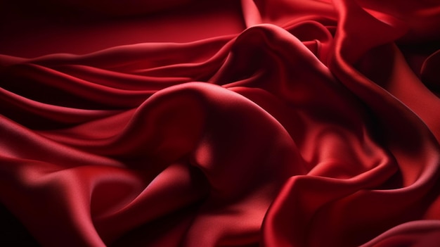 Red fabric in a room with a white background