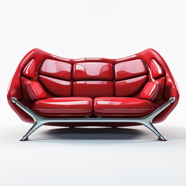 Red fabric sofa with transparent bionic in isolated background