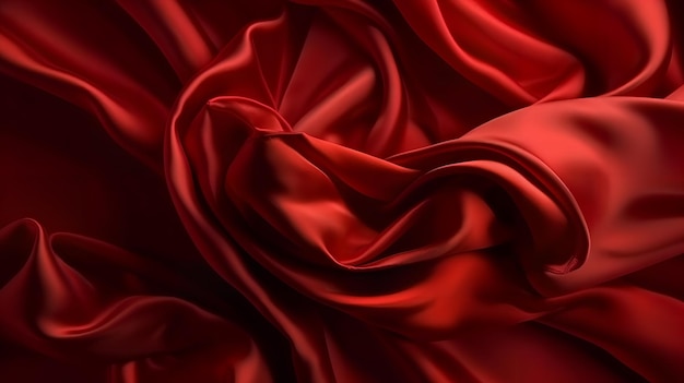 Photo red fabric with a soft wave of satin.