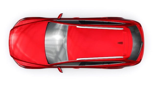 Фото Красный семейный универсал среднего размера городской автомобиль на белом фоне 3d рендеринг