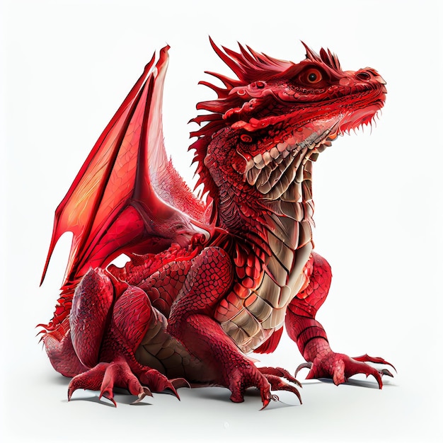 Photo red fantasy dragon isolated on white background generative ai