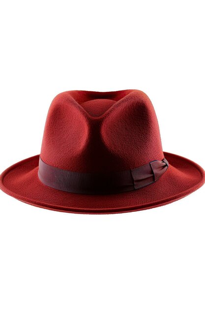 Photo red fedora hat on white background