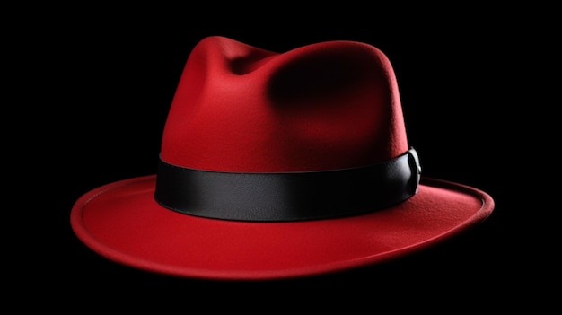 A red fedora with a black band