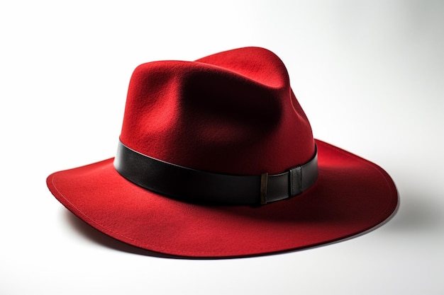 Красная фетровая шляпа с черной полосой