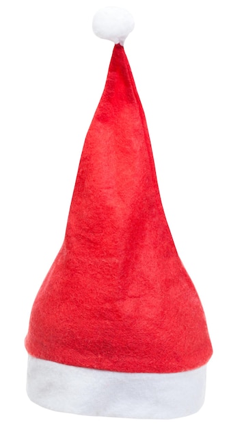 Cappello di babbo natale in feltro rosso isolato su bianco
