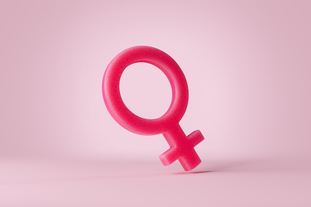 Фото Красный женский знак на розовом фоне
