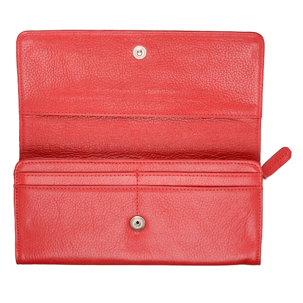 クリッピング パスと白い背景で隔離赤い女性の財布