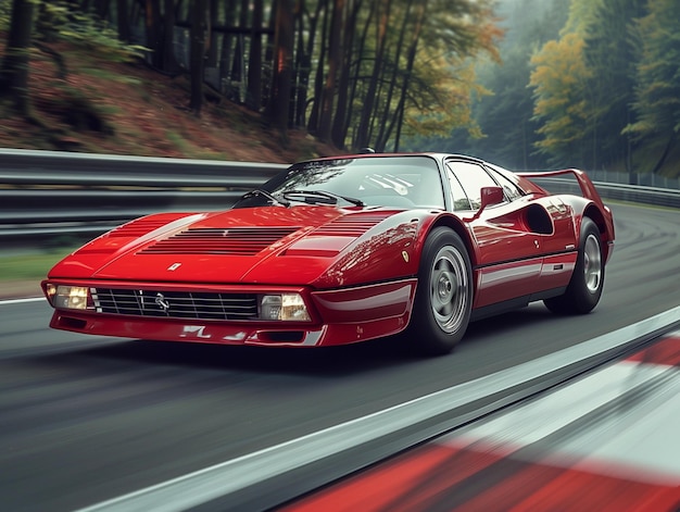 Photo a red ferrari 512 tr on the nurburgring