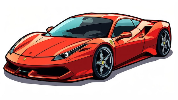 Red Ferrari cartoon vector sticker