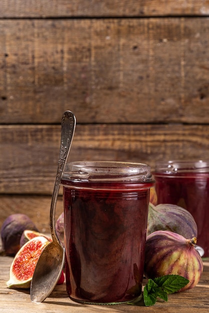 Red fig jam in small jar