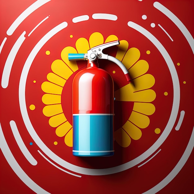 red fire extinguisher with yellow spray bottle on orange background 3 d illustration3 d illustration