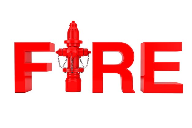 Photo red fire hydrant as fire sign on a white background. 3d rendering