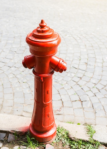 Red fire hydrant in the street