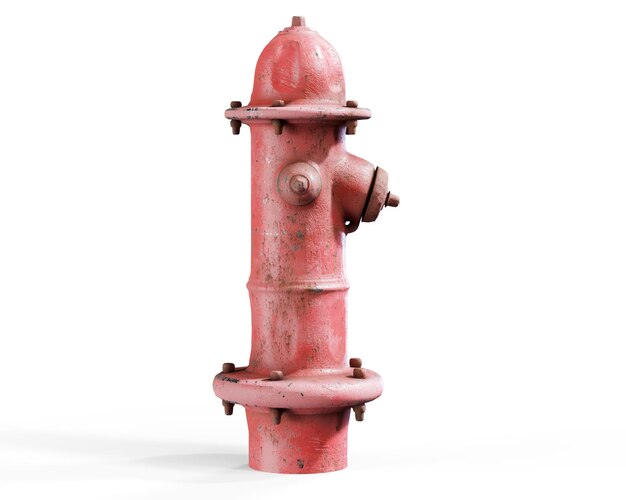 Red fire hydrant on a white background Isolate 3d render