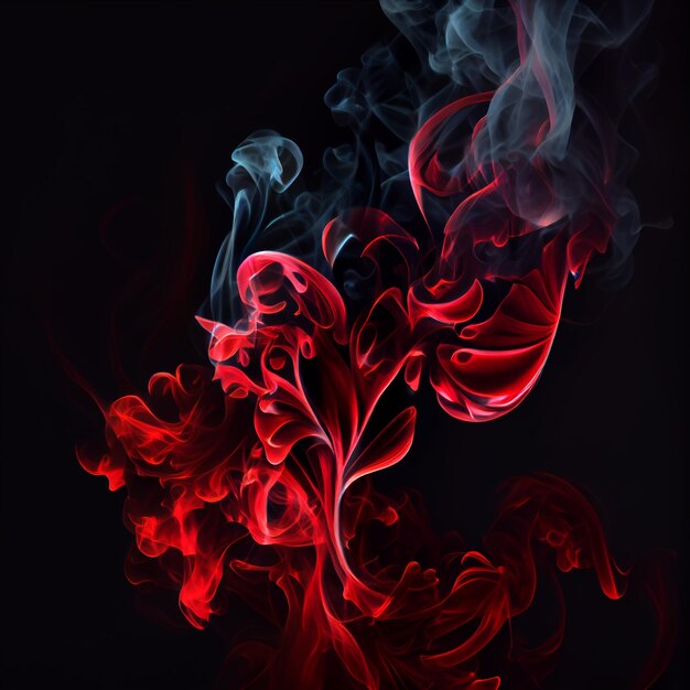 Red Fire and Smoke on Black Background