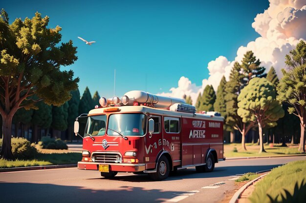 Red Fire Truck Fire Prevention Control Disaster Special Vehicle Wallpaper Background Illustration