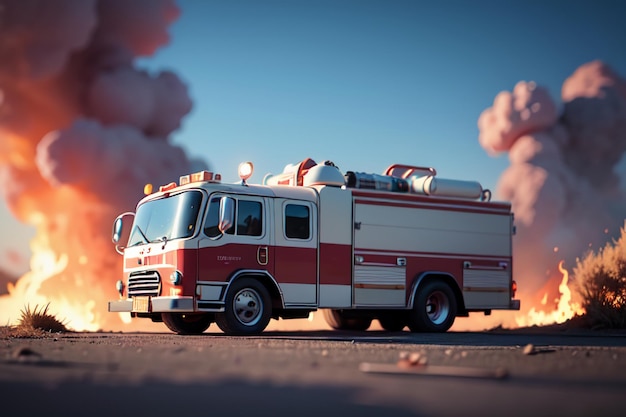 Red Fire Truck Fire Prevention Control Disaster Special Vehicle Wallpaper Background Illustration