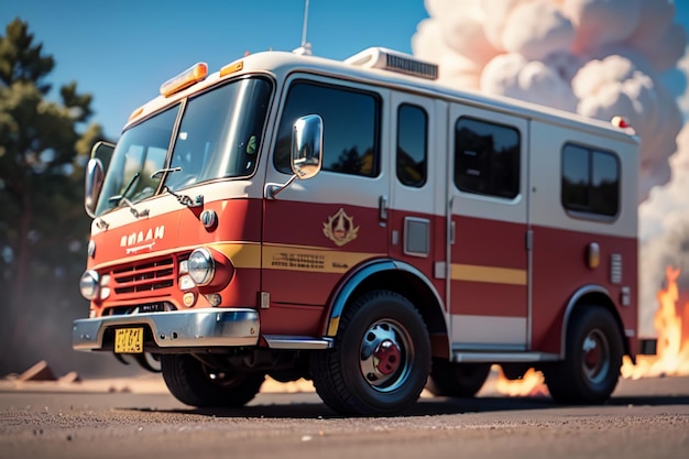 Red Fire Truck Fire Prevention Control Disaster Special Vehicle Wallpaper Background Illustration