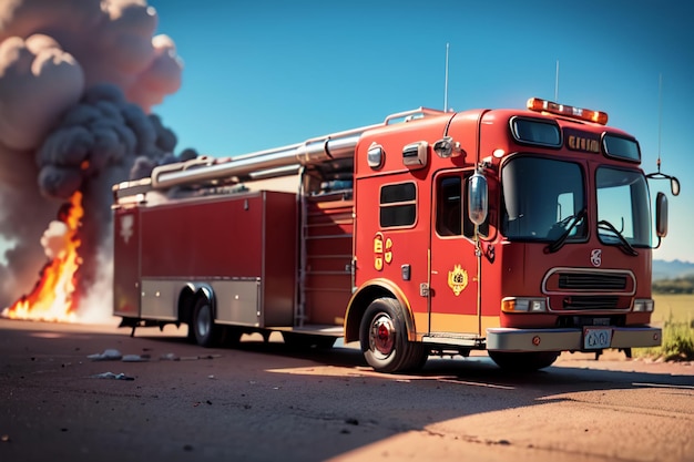 Foto red fire truck fire prevention control disaster special vehicle wallpaper illustrazione di sfondo