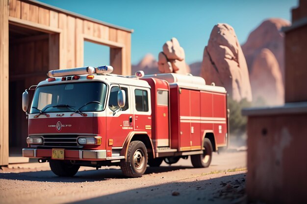 Red Fire Truck Fire Prevention Control Disaster Special Vehicle Wallpaper Background Illustration