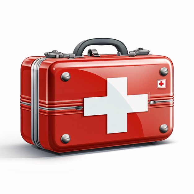 a red first aid kit