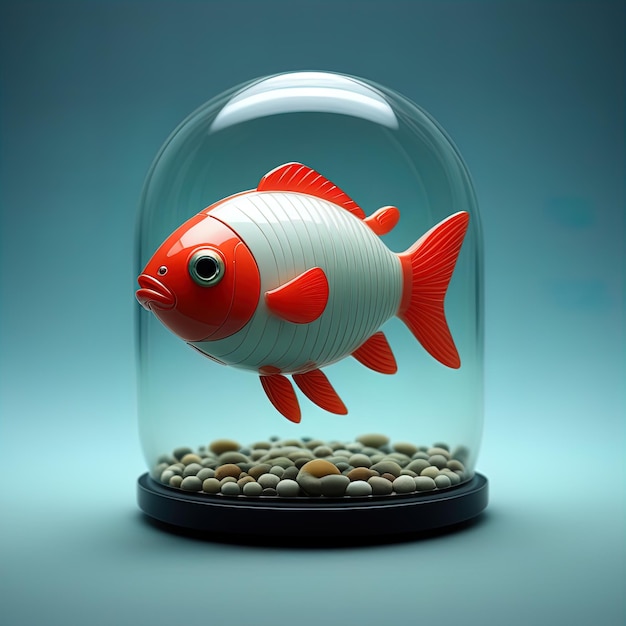 a red fish in a aquariumaquarium with fish inside 3 d illustration