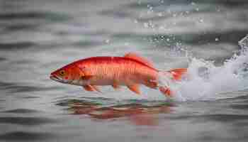 Photo red fish jumping out of the water