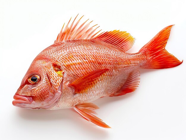 A red fish on a white background