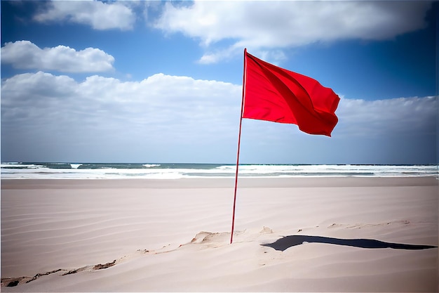 Red flag flowing in the beach generative AI