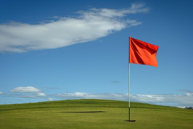 Foto bandiera rossa sul campo da golf