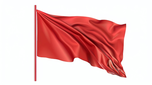 Photo red flag waving in the wind 3d illustration