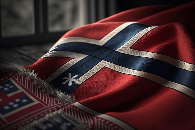 A red flag with the word norway on it