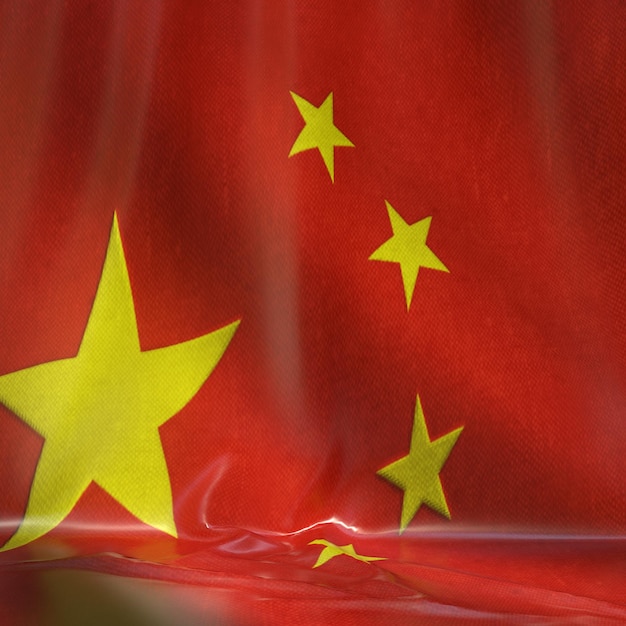 A red flag with a yellow star and the word china on it