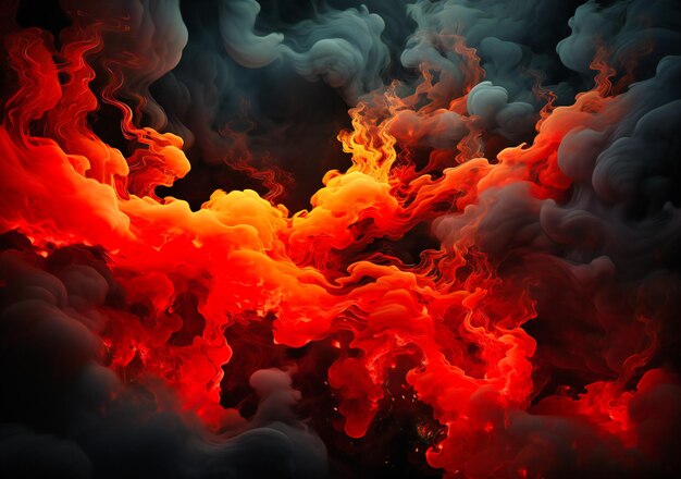 a red flame in a black background